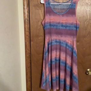 Lularoe Pink & Blue Tie Dye Nicki dress XL